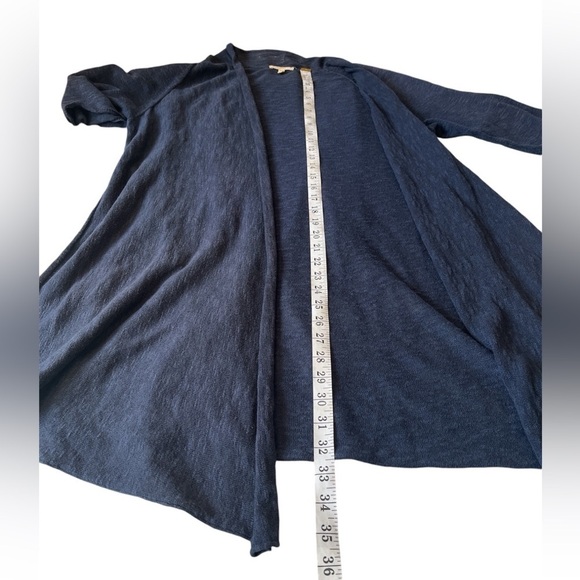 Eileen Fisher short sleeves drape front linen cardigan blue size medium - Picture 7 of 10